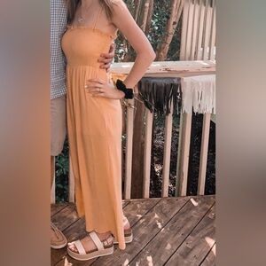 Francesca’s Yellow Lightly Glittered Jumpsuit size XXS